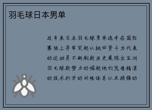 羽毛球日本男单